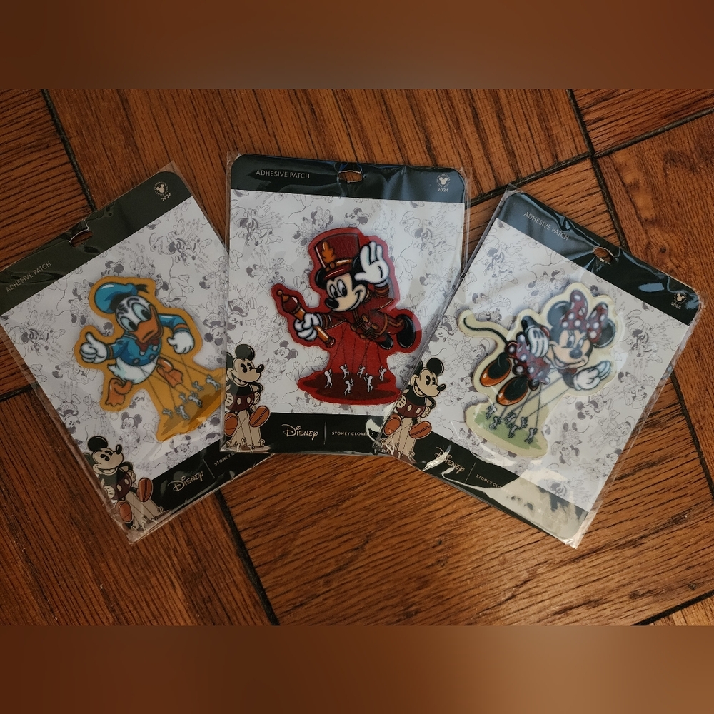 NWT Disney Sticker Patch Set - Blue Donald, Red Sorcerer Mickey, Pink Minnie